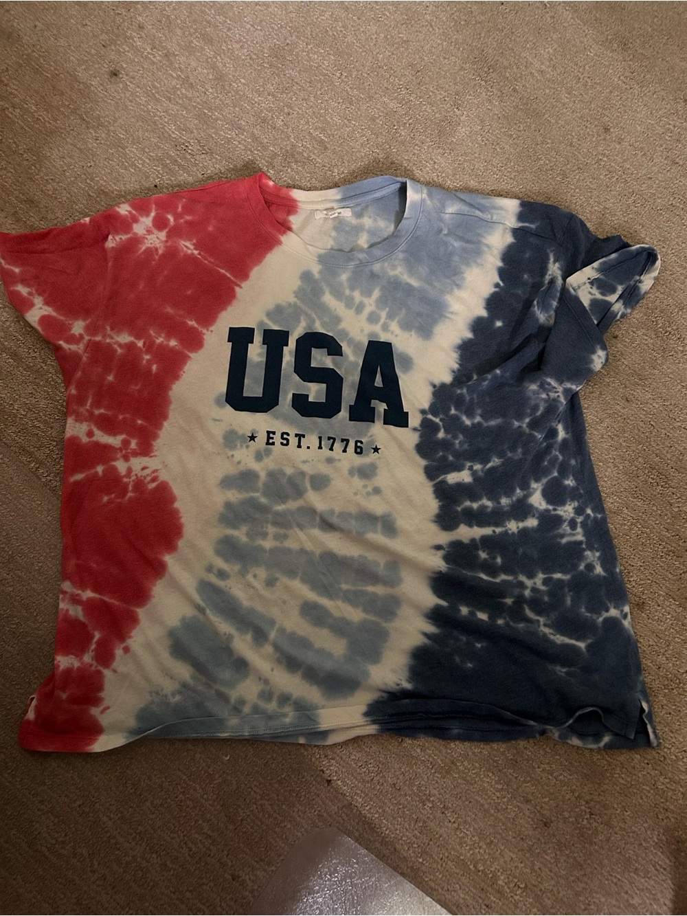 Maurices Tie-Dye USA Graphic Tee in Red, White, Blue